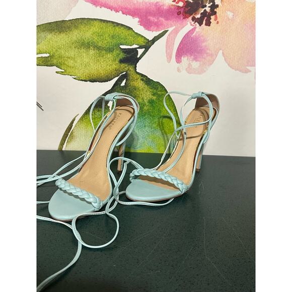 Kayleen Strappy Heels with Ankle Wrap/Straps, Size 10 - Aqua Blue Color - Picture 3 of 4